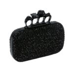ALEXANDER MCQUEEN WOMANS KNUCKLE CLUTCH WITH CHAIN IN BLACK
