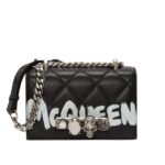 ALEXANDER MCQUEEN WOMANS MINI JEWELLED SATCHEL IN BLACKWHITE