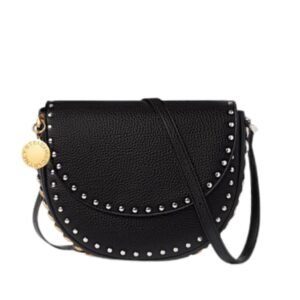 STELLA MCCARTNEY FRAYME STUDDED GRAINY ALTER MAT MEDIUM FLAP SHOULDER BAG