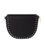 STELLA MCCARTNEY FRAYME STUDDED GRAINY ALTER MAT MEDIUM FLAP SHOULDER BAG