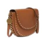 STELLA MCCARTNEY FRAYME STUDDED GRAINY ALTER MAT MEDIUM FLAP SHOULDER BAG