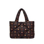 MCM LARGE MUNCHEN QUILTED TOTE IN MAXI MONOGRAM NYLON BLACK