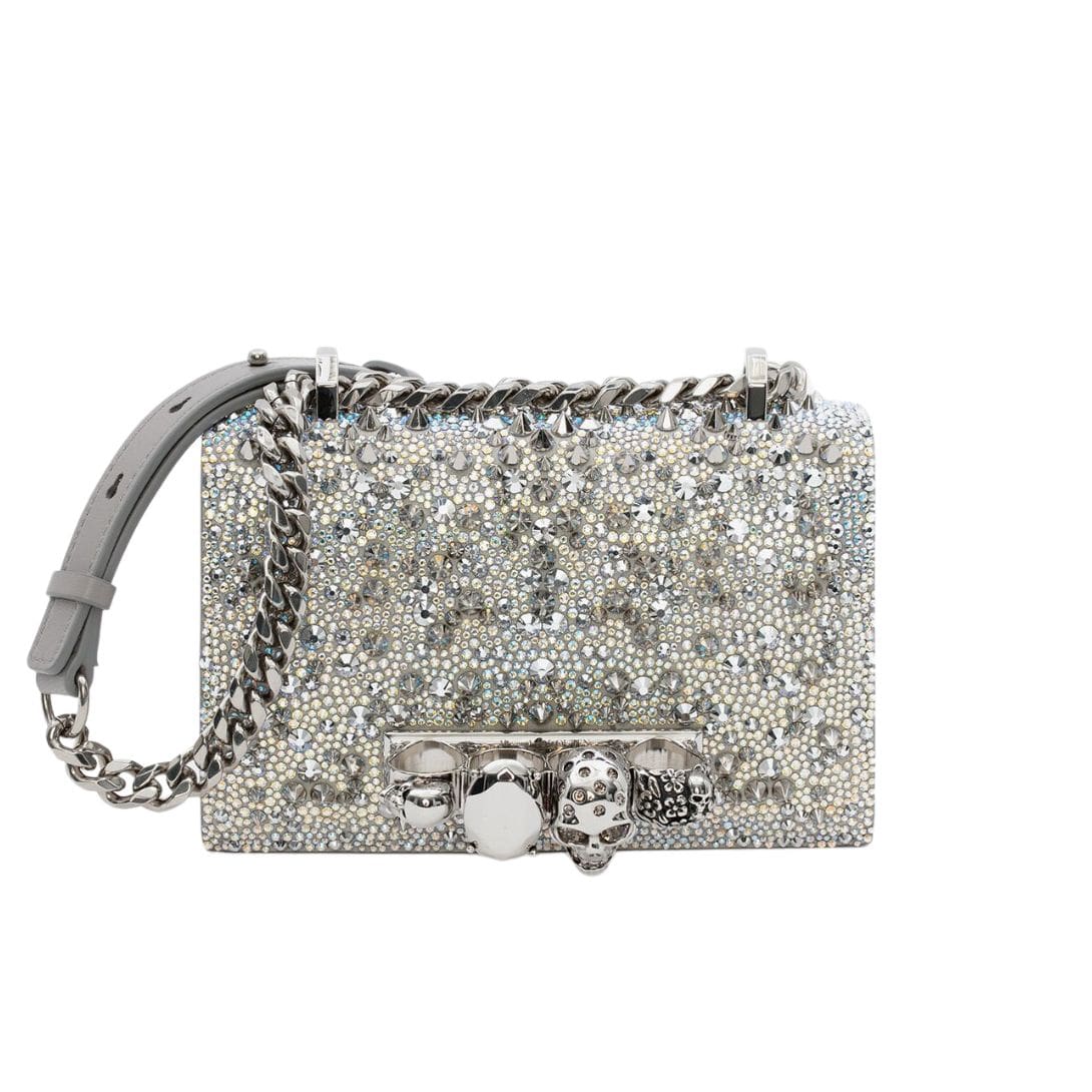 ALEXANDER MCQUEEN WOMANS MINI JEWELLED SATCHEL IN WHITE