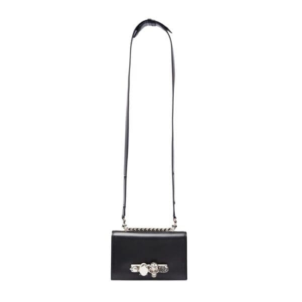 Alexander McQueen Women's The Biker Mini Jewelled Satchel in Black: An edgy, stylish satchel adorned with jewels, perfect for adding a bold touch to any outfit.