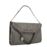 STELLA MCCARTNEY FRAYME CROC-EFFECT EMBOSSED MEDIUM FLAP SHOULDER BAG