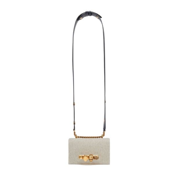 ALEXANDER MCQUEEN WOMANS THE BIKER MINI JEWELLED SATCHEL IN GRAYNAVY