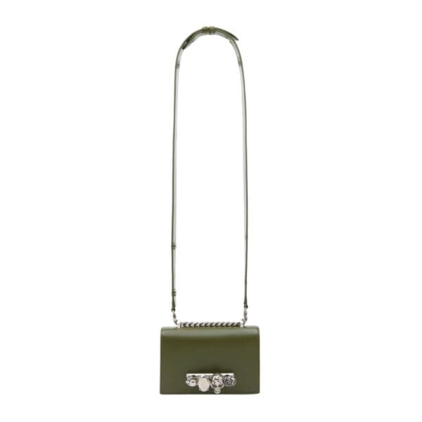 ALEXANDER MCQUEEN WOMANS THE BIKER MINI JEWELLED SATCHEL IN KHAKI