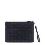 MCM WRISTLET ZIP POUCH IN VISETOS ORIGINAL BLACK