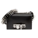 ALEXANDER MCQUEEN WOMANS THE BIKER STUDDED MINI JEWELLED SATCHEL IN BLACK