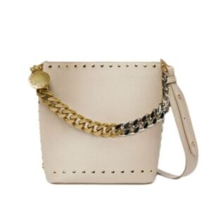STELLA MCCARTNEY FRAYME STUDDED GRAINY ALTER MAT BUCKET BAG