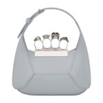ALEXANDER MCQUEEN WOMENS THE JEWELLED HOBO MINI BAG IN GRAY
