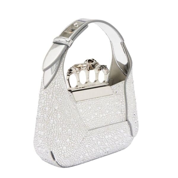 ALEXANDER MCQUEEN WOMENS THE JEWELLED HOBO BAG IN SILVER