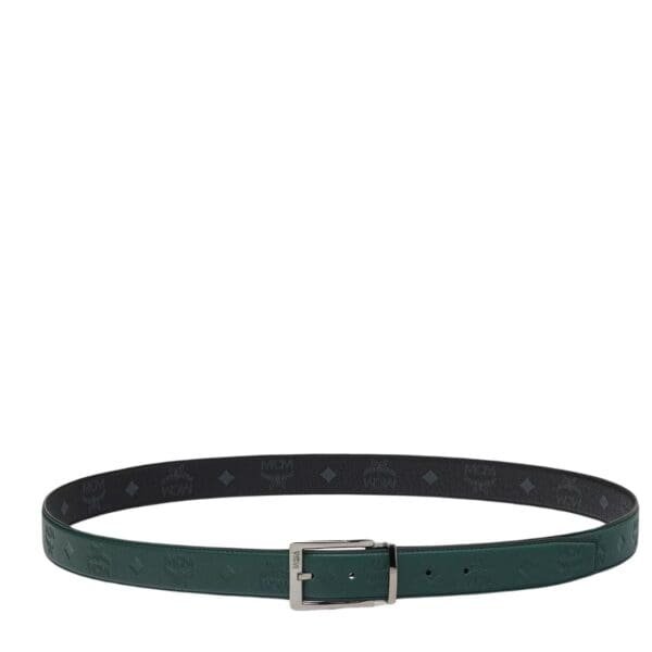 MCM AREN REVERSIBLE BELT 1.3” IN EMBOSSED MONOGRAM LEATHER GREEN - Image 2