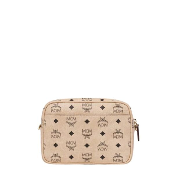 MCM SMALL AREN CROSSBODY IN MEGA LAUREL VISETOS BEIGE