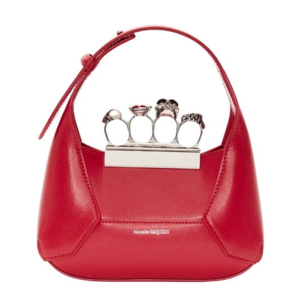 ALEXANDER MCQUEEN WOMENS THE JEWELLED HOBO MINI BAG IN WELSH RED