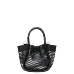 PROENZA EXTRA SMALL RUCHED TOTE IN PERFORATED LEATHER BLACK