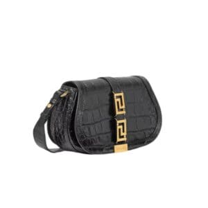 VERSACE CROC-EFFECT GRECA GODDESS SHOULDER BAG
