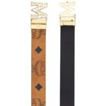 MCM CLAUS LAUREL M REVERSIBLE BELT 1.75” IN MAXI VISETOS COGNAC GOLD