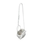 PROENZA EXTRA SMALL RUCHED TOTE IN PERFORATED LEATHER OPTIC WHITE