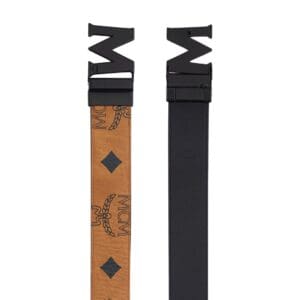 MCM CLAUS MATTE M REVERSIBLE BELT 1.75” IN MAXI VISETOS COGNAC