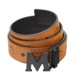 MCM CLAUS M REVERSIBLE BELT 1.75” IN VISETOS COGNAC