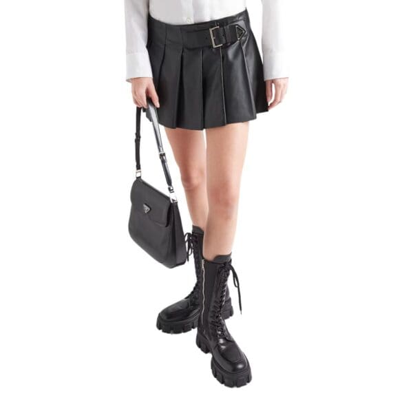 PRADA PLEATED LEATHER SKIRT