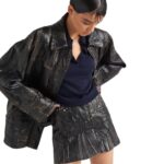 PRADA STUDDED NAPPA LEATHER PATCHWORK SKIRT