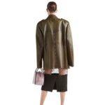 PRADA DOUBLE BREASTED LEATHER COAT