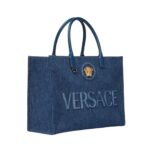 VERSACE LA MEDUSA DENIM LARGE TOTE BAG
