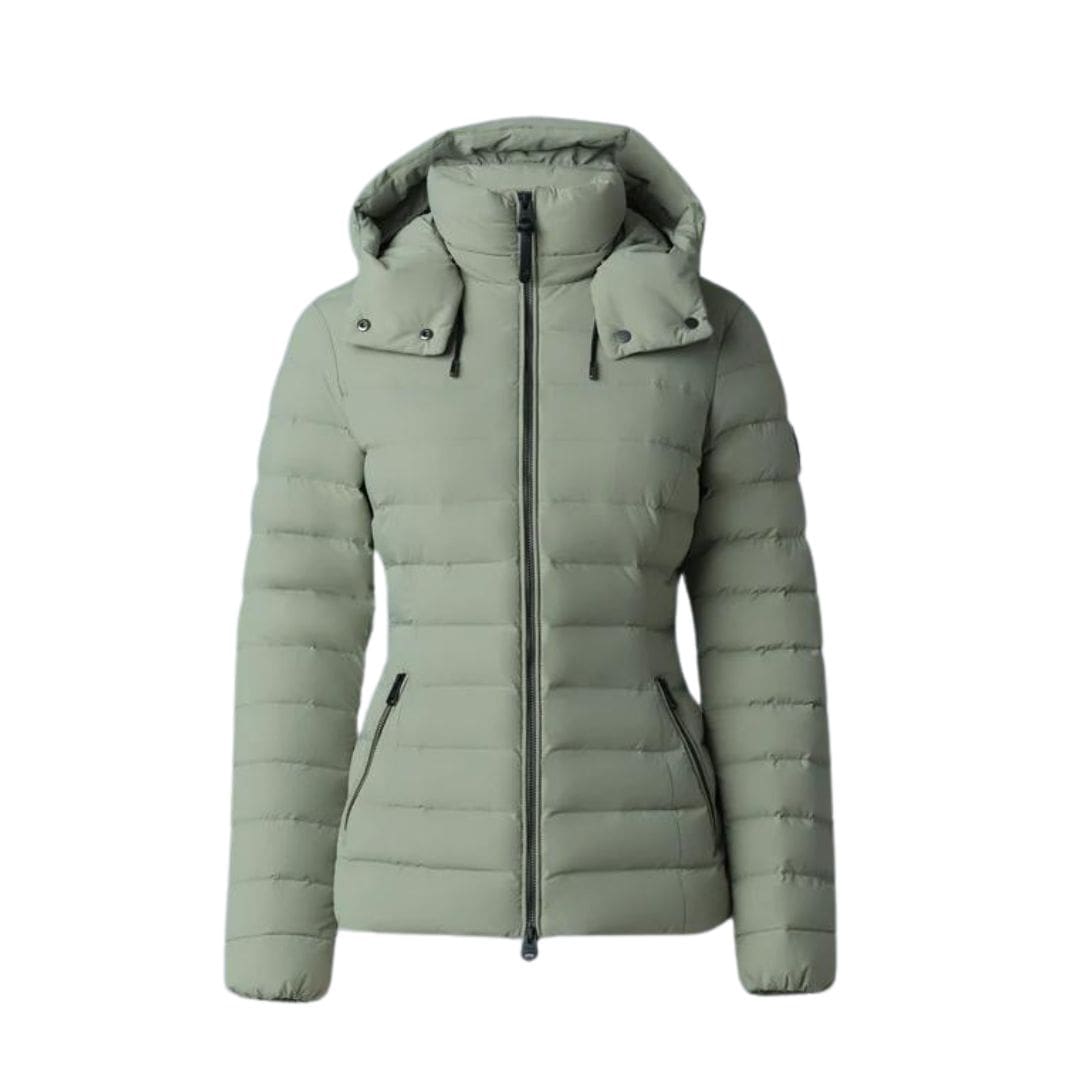 MACKAGE MICHI AGILE-360 STRETCH LIGHT DOWN JACKET WITH HOOD