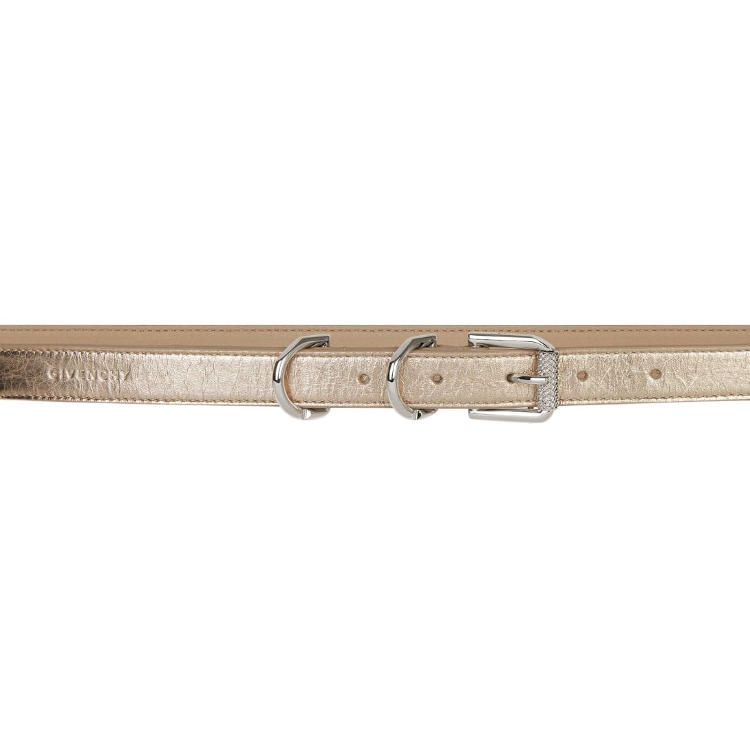 GIVENCHY VOYOU BELT IN LAMINATED LEATHER DUSTY GOLD