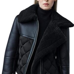 MACKAGE TULIP QUILTED SHEEPSKIN JACKET WITH SHEARLING TRIM