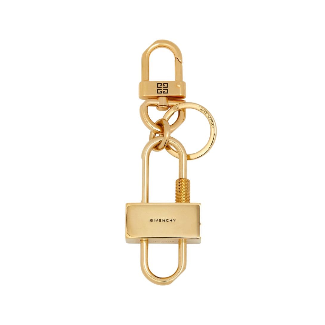 GIVENCHY PADLOCK KEYRING IN METAL GOLDEN YELLOW