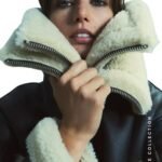 mackage penelopa sheepskin jacket with double collar