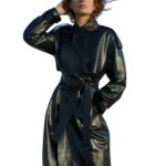 mackage adriana calfskin trench coat with belt