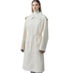 mackage glory calfskin trench coat with waist drawcord