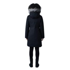 MACKAGE SHILOH 2-IN-1 FITTED DOWN COAT WITH REMOVABLE BIB AND SILVER FOR FUR