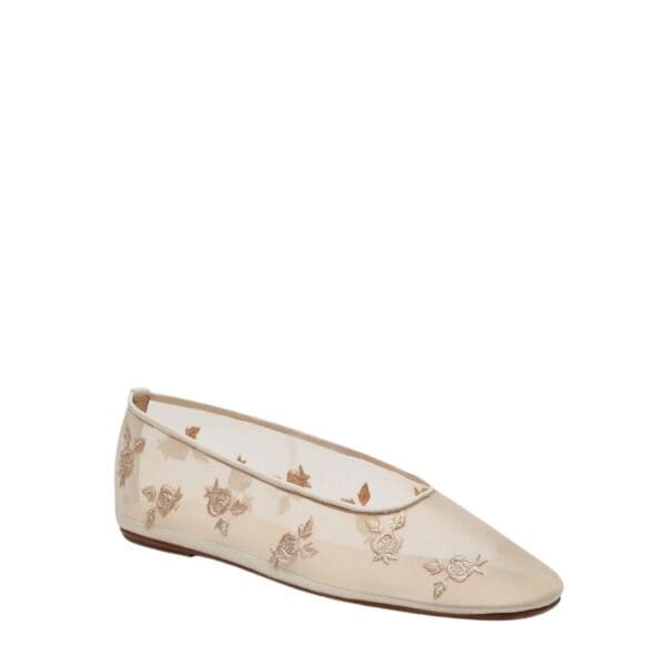 MAGDA BUTRYM MESH BALLET FLATS IN CREAM EMBROIDERY