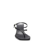 MAGDA BUTRYM LOW THONG HEEL SANDAL IN BLACK LEATHER