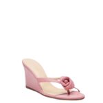 MAGDA BUTRYM WEDGE FLOWER SANDALS IN PINK LEATHER