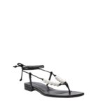 MAGDA BUTRYM WRAP AROUND FLAT PEARLS SANDALS IN BLACK