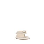 MAGDA BUTRYM FLAT THONG PEARL SANDALS IN CREAM LEATHER
