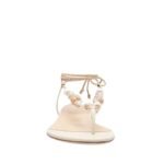 MAGDA BUTRYM WRAP AROUND FLAT CROCHET BEADS SANDALS IN CREAM