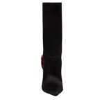 MAGDA BUTRYM RED FLOWER SHARP POINTED CALF BOOTS IN SATIN
