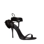 MAGDA BUTRYM WRAP AROUND DOUBLE FLOWER SANDALS IN BLACK