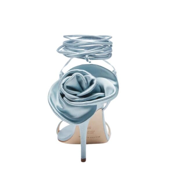 MAGDA BUTRYM DOUBLE FLOWER HEEL SANDALS IN BLUE