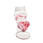 MAGDA BUTRYM PINK FLOWER WRAP AROUND CREAM SATIN HEEL SANDALS