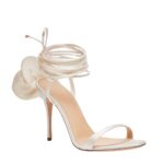 MAGDA BUTRYM DOUBLE FLOWER HEEL SANDALS IN IVORY