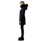 MACKAGE FCALLA AGILE-360 STRETCH LIGHT DOWN COAT WITH BLUE FOX FUR COLLAR
