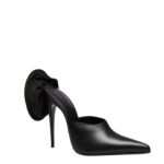 MAGDA BUTRYM POINTED FLOWER MULES IN BLACK LEATHER